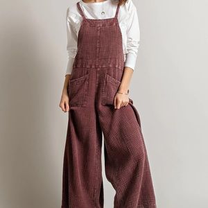 NWOT, Easel Washed Cotton Jumpsuit/Overalls in Faded Plum